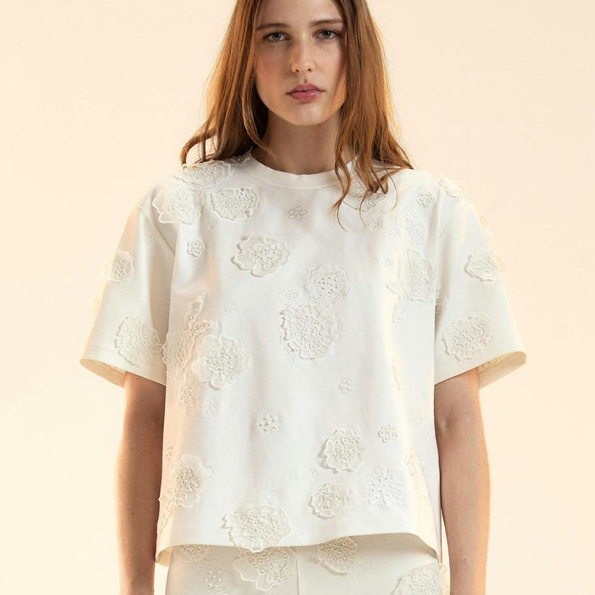 Embroidered Floral Applique Top