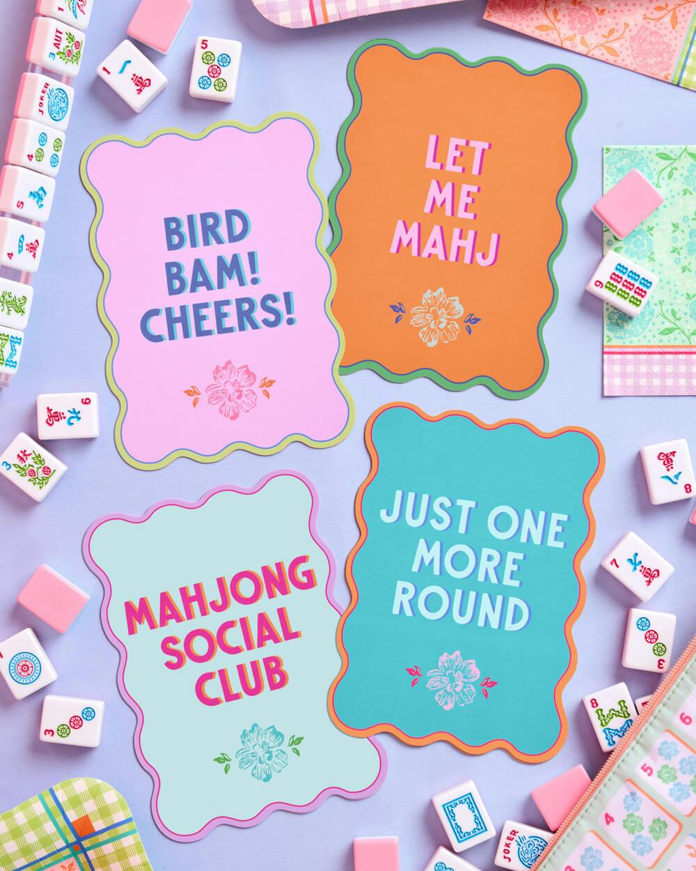 Mahjong Shuffler Cards - set of 4 matte cards