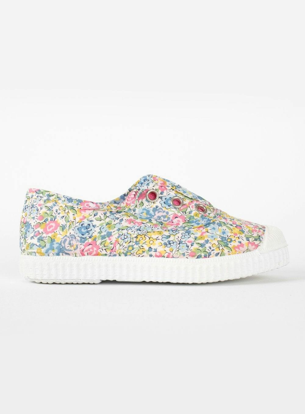 Hampton Canvas Plum Print Plimsolls in Emma Georgina