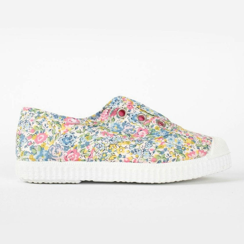 Hampton Canvas Plum Print Plimsolls in Emma Georgina