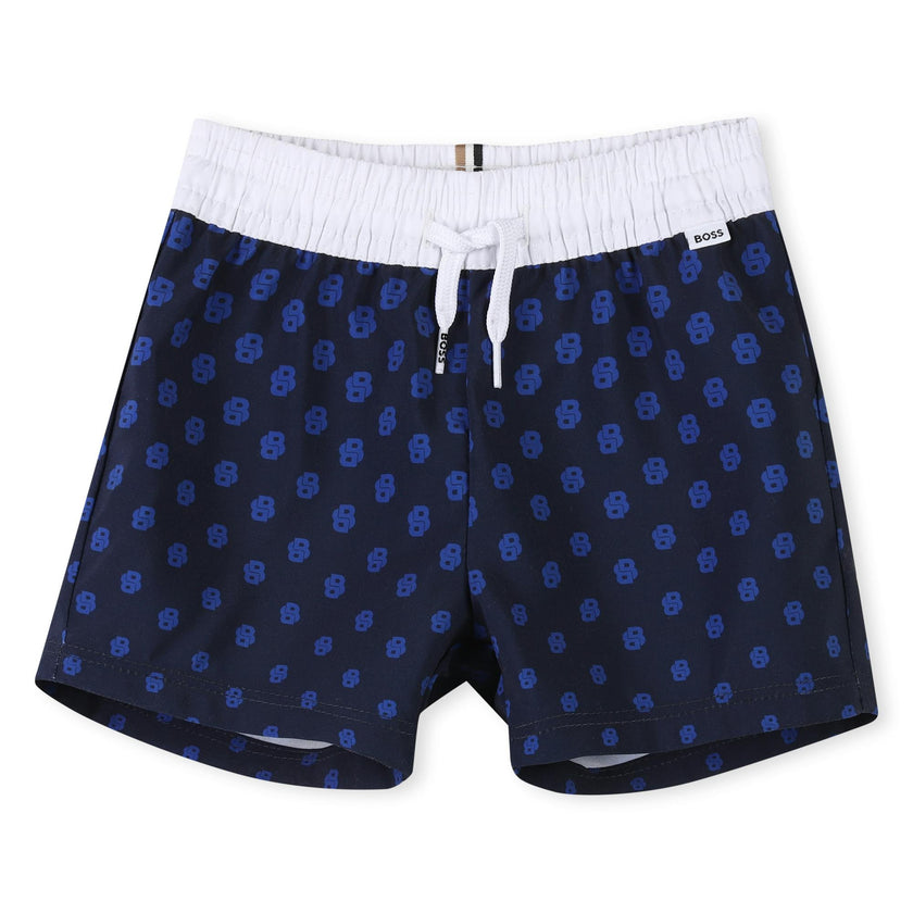 Navy Pattern Swim Shorts