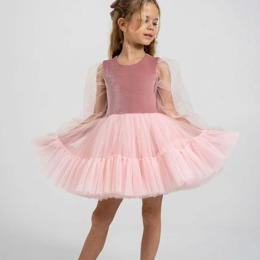 Pink Velvet Balloon Tutu Dress