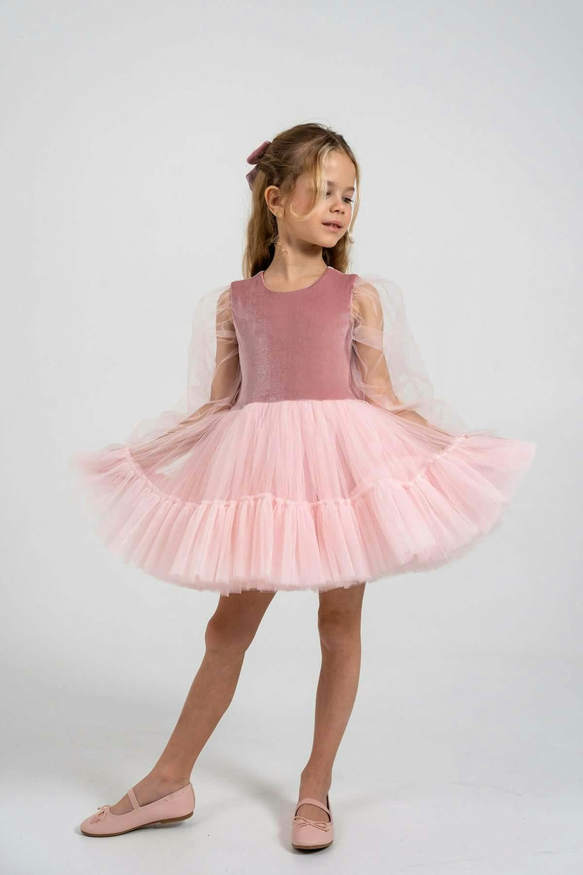 Pink Velvet Balloon Tutu Dress