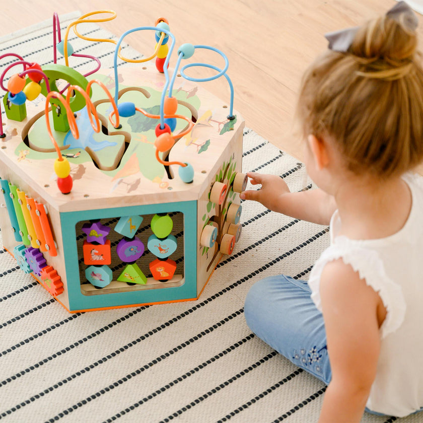 Preschool Play Lab Large Wooden Activity Learning 7-side Cube