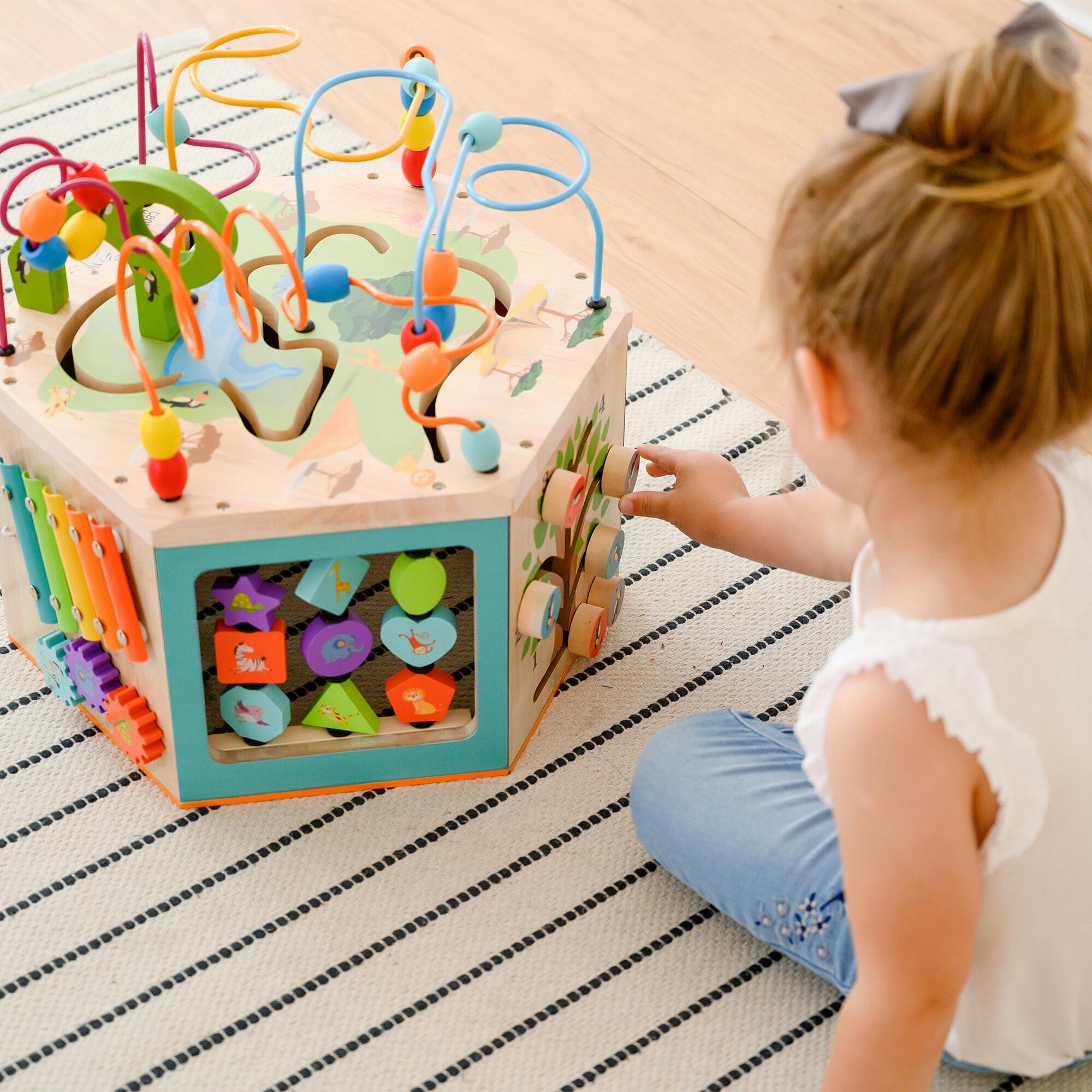 Preschool Play Lab Large Wooden Activity Learning 7-side Cube