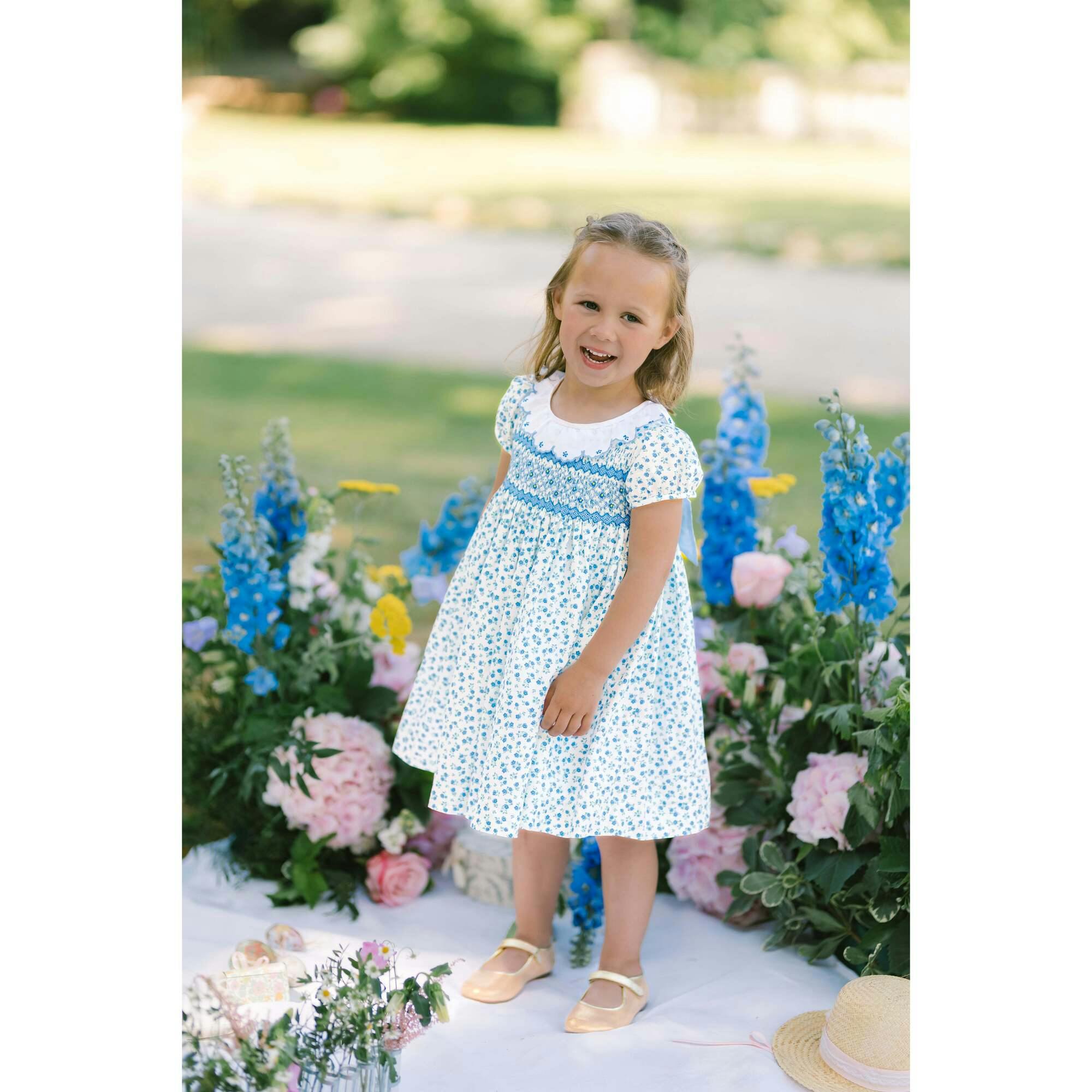 Isadora Blue Floral Empire Dress