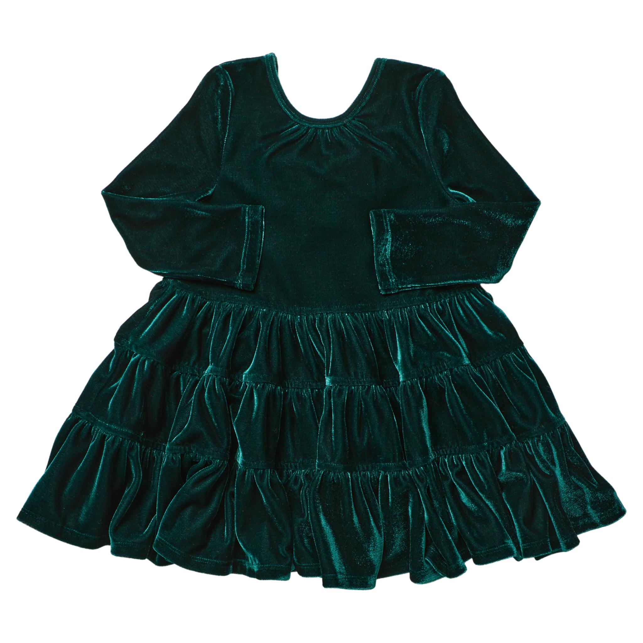Girls Pearl Dress - Evergreen Velour