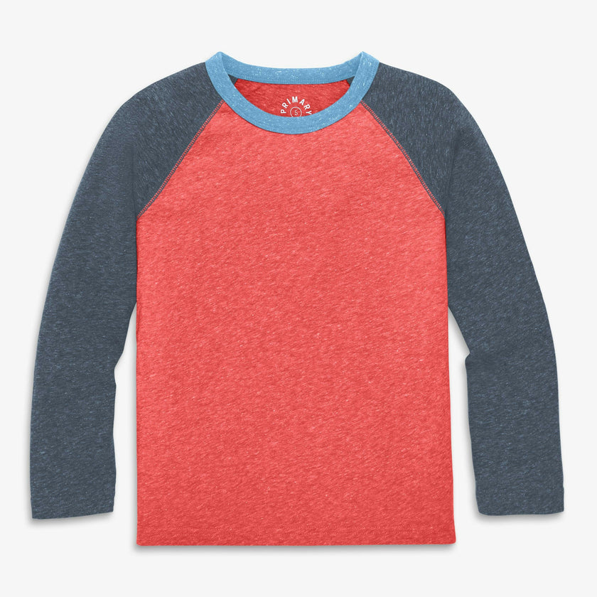 Kids heathered long sleeve baseball tee