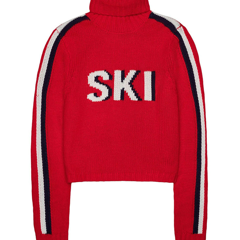 Womens Retro Ski Cropped Turtleneck