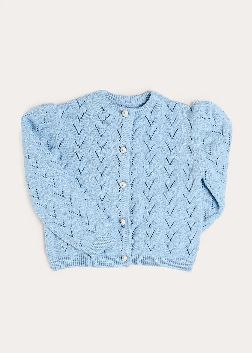 Openwork Cotton Cardigan in Sky Blue (2-10yrs)