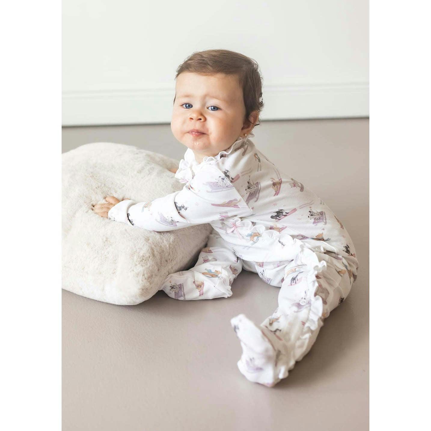 Ski Pups Girl Pima Cotton Baby One-Piece Pajamas