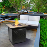 Outdoor Square 30" Propane Ceramic Gas Fire Pit With Steel Base