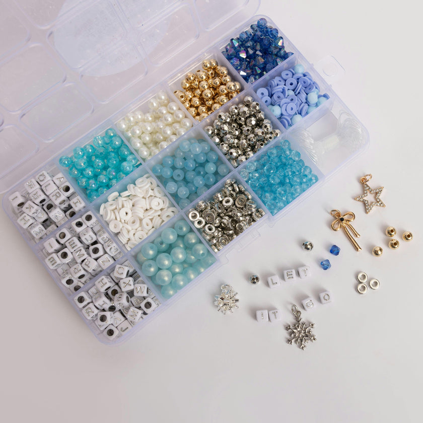 Winter Wonderland Blue Shimmer Beads Holiday Crafts DIY Letter Bead Kit