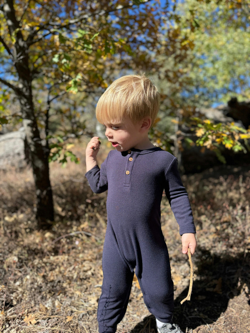 MASON Navy Henley Romper