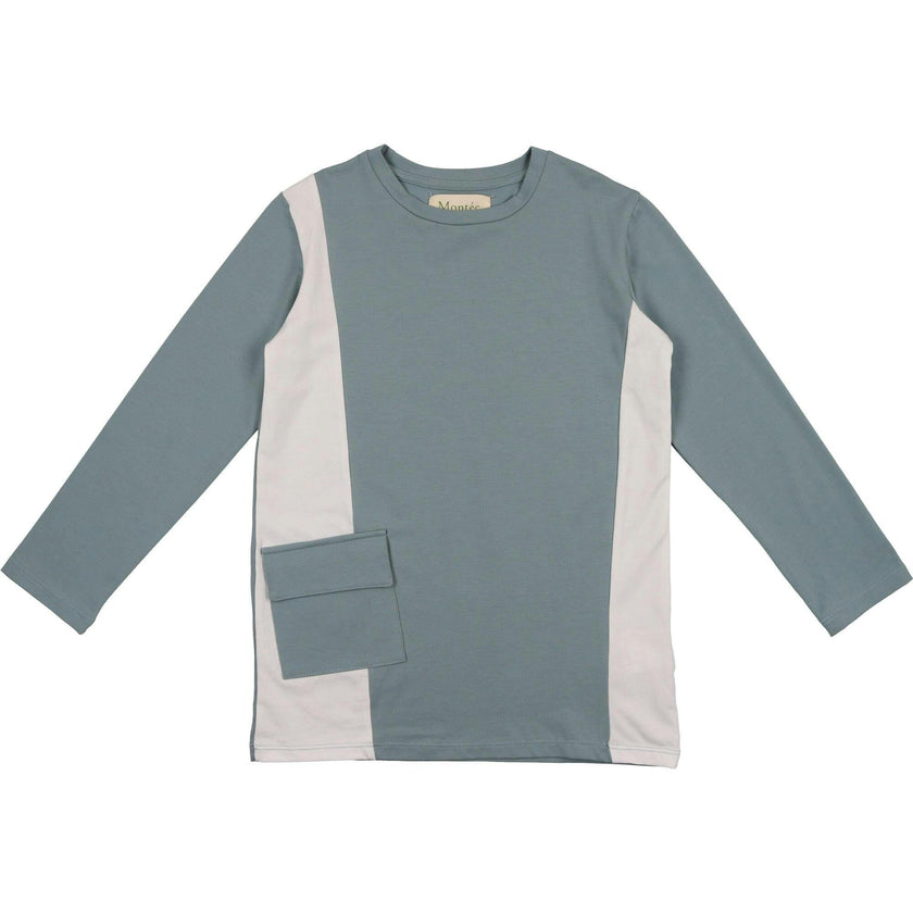 Colorblock Pocket 3-Quarter Sleeves Tee