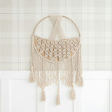 Charlie Farmhouse Macrame Storage Basket with Tassels