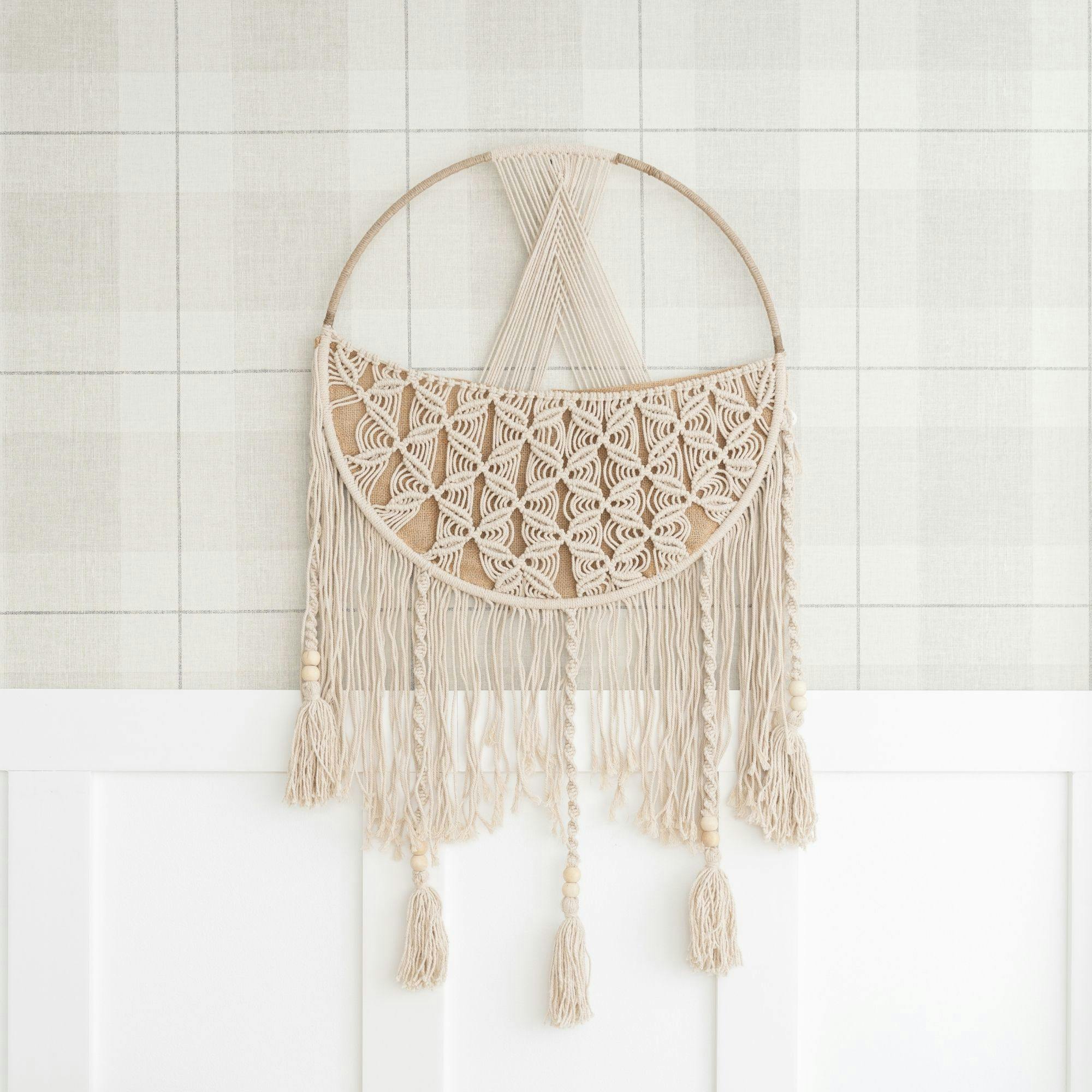 Charlie Farmhouse Macrame Storage Basket with Tassels