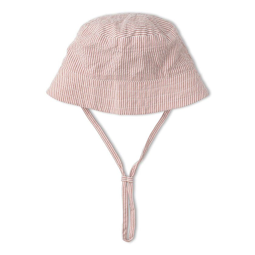 Organic Bucket Sun Hat - Coral Stripes