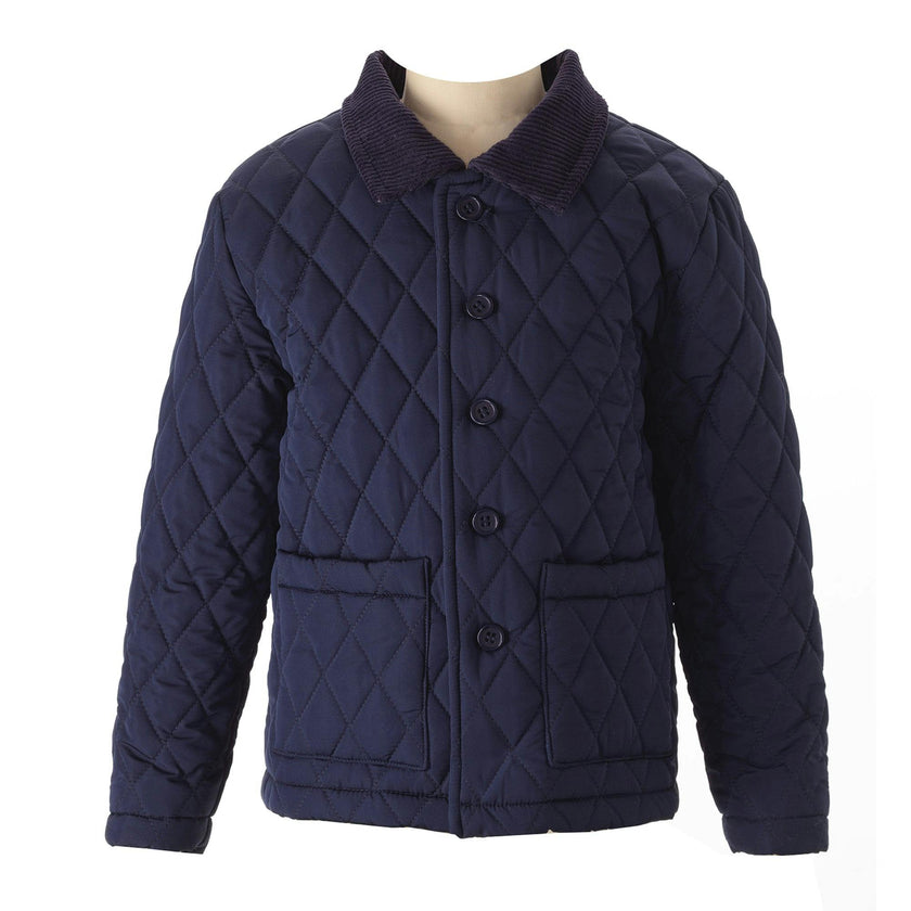 Quilted Corduroy Collar Front Pocket Jacket