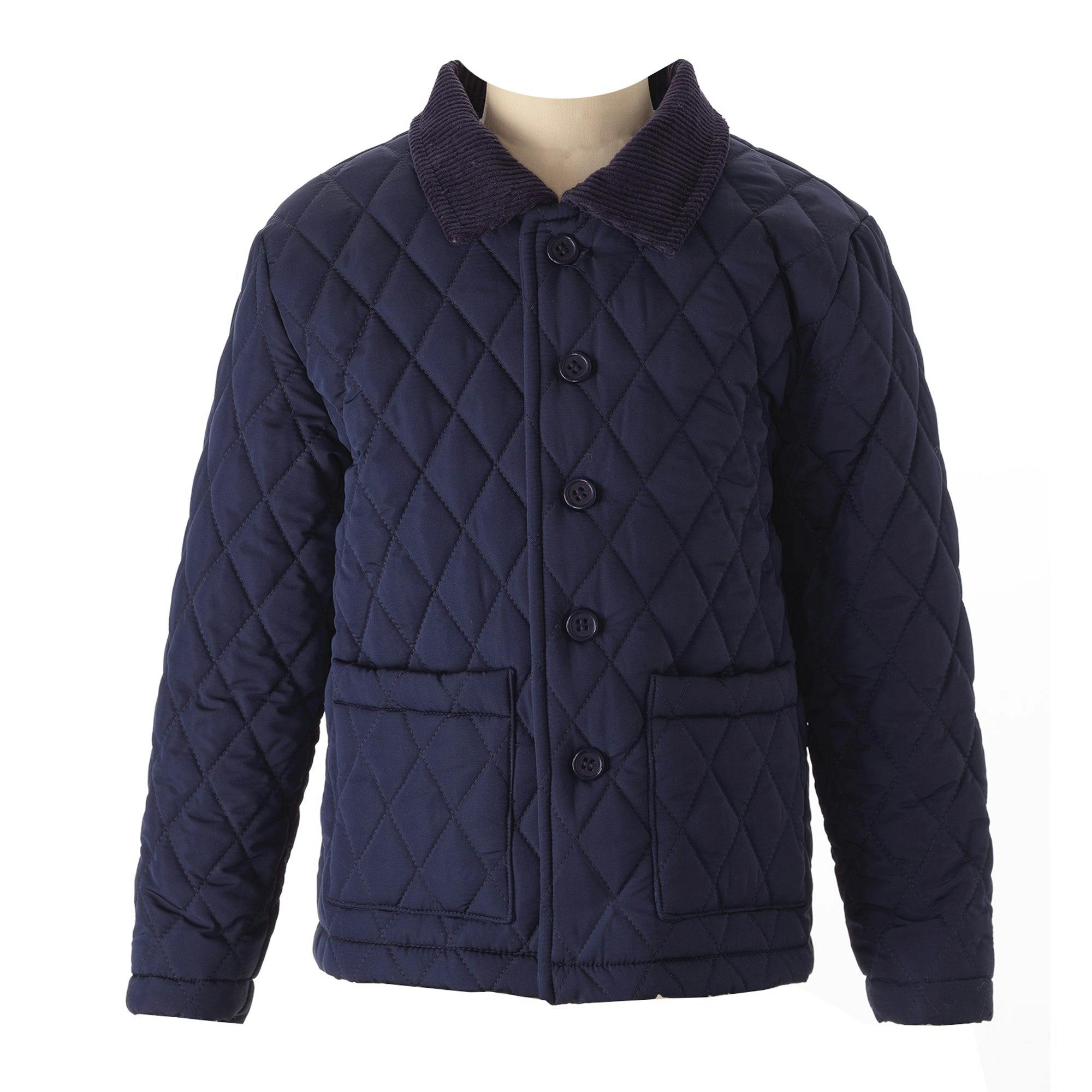 Quilted Corduroy Collar Front Pocket Jacket