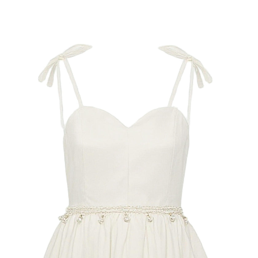 White Arneri Asymmetrical Sweetheart Dress