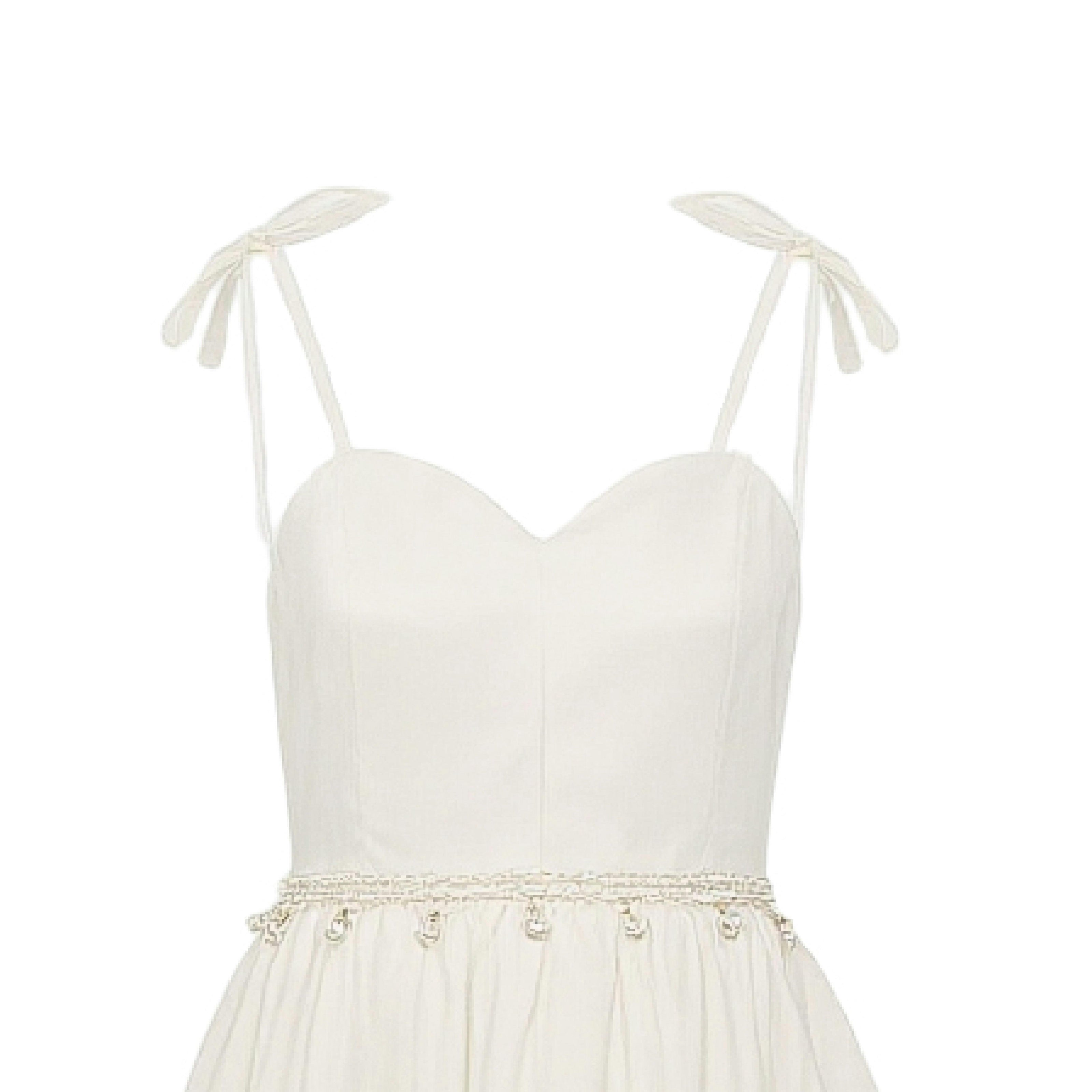 White Arneri Asymmetrical Sweetheart Dress