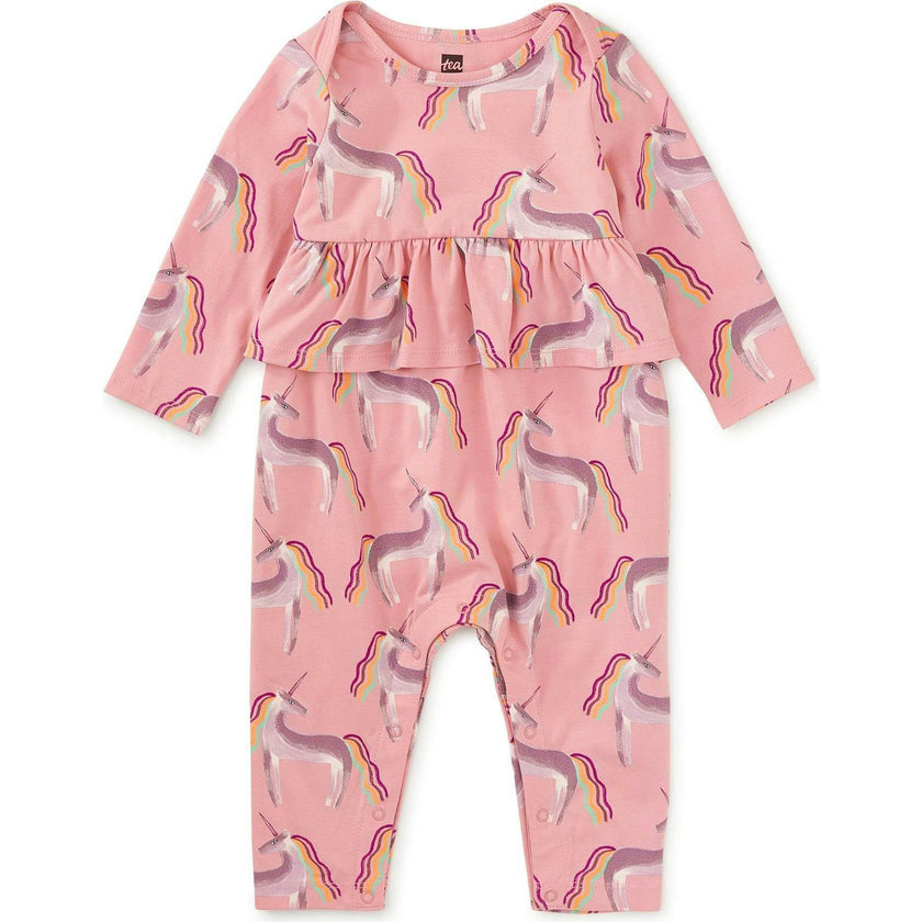 Pretty Peplum Baby Romper, Yellow