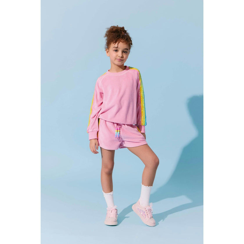 Pink Rainbow Sequin Stripe Short Set