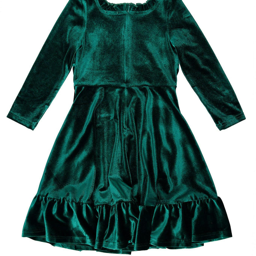 Mini Cypress Dress in Green Velvet