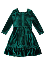 Mini Cypress Dress in Green Velvet