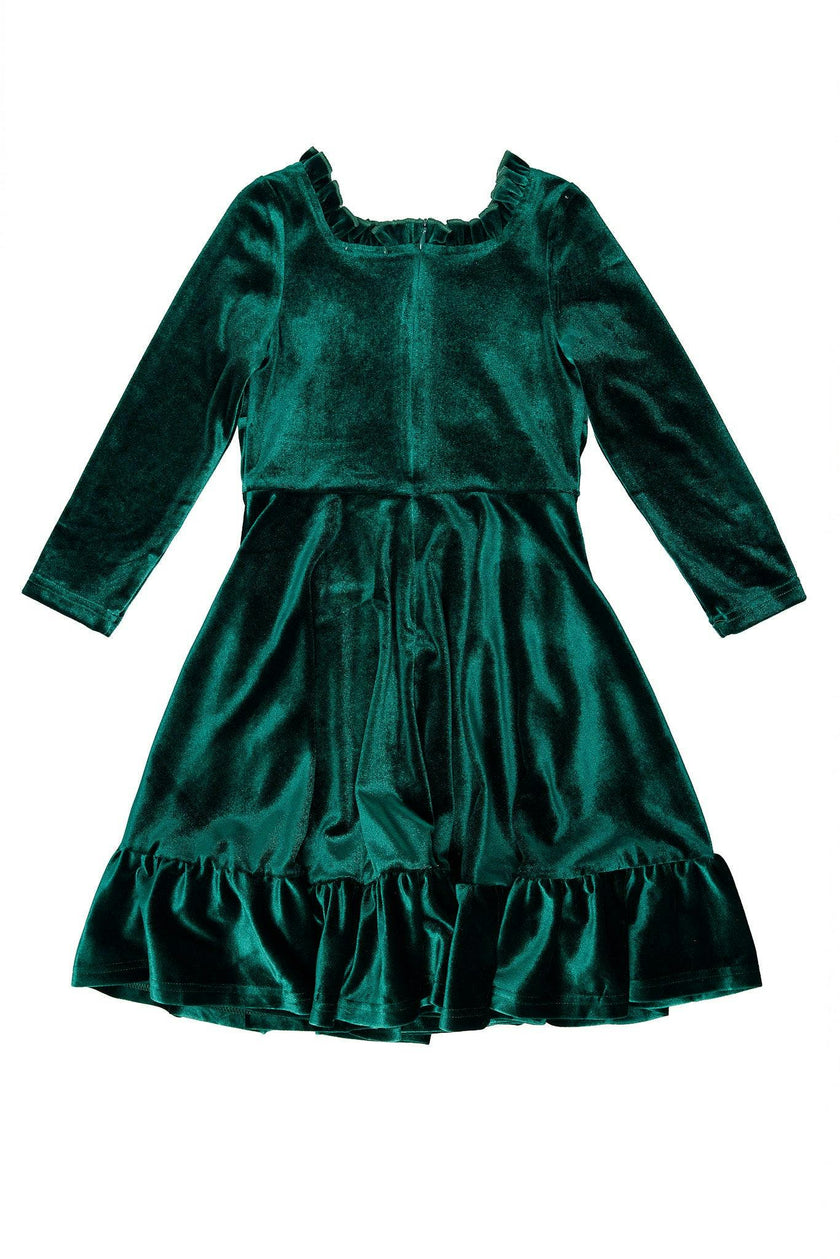 Mini Cypress Dress in Green Velvet