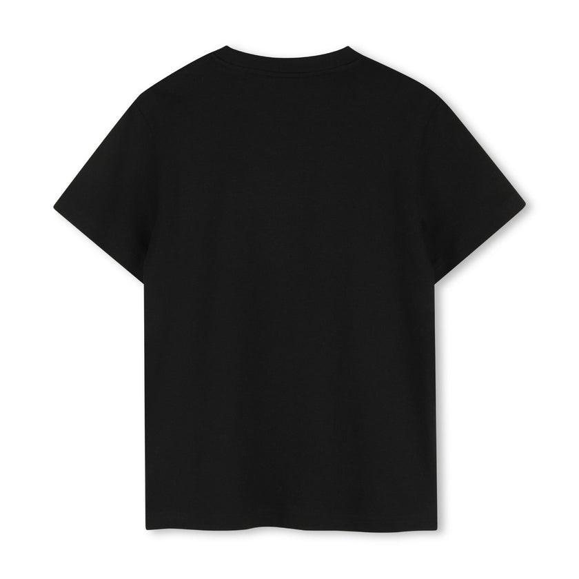 Black Regular-fit T-shirt in Cotton with Red Logo