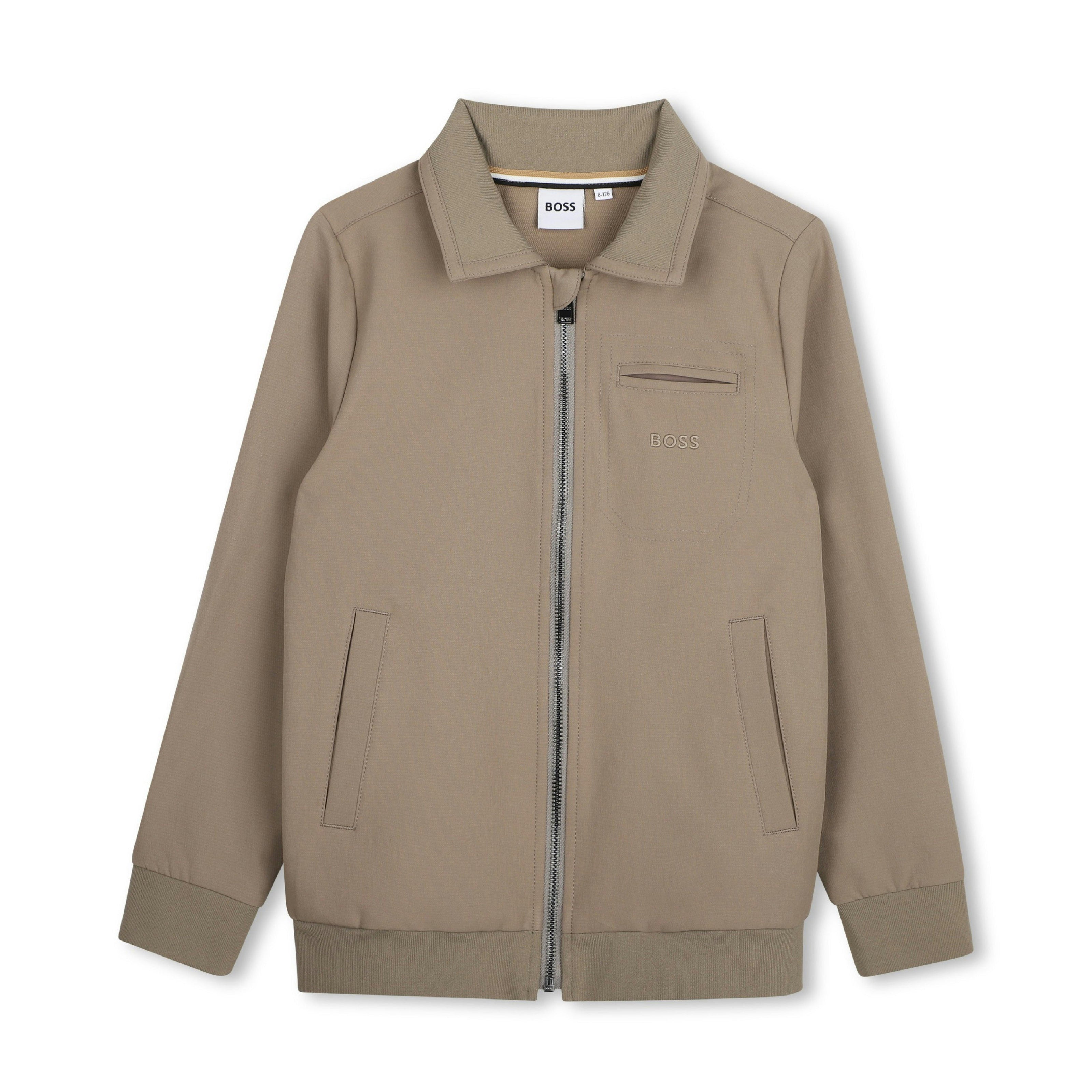 Beige Zip-Up Cardigan