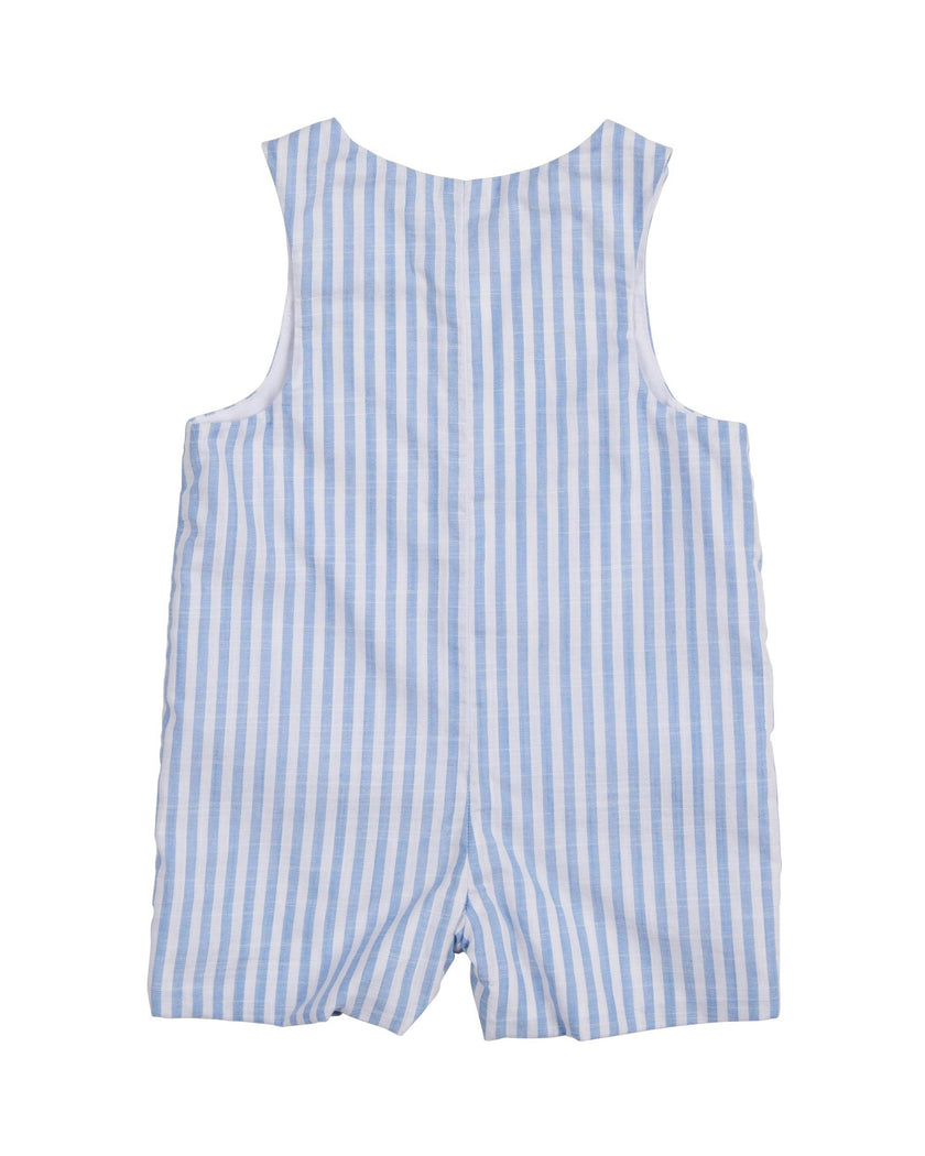 Stripe Linen-Look Shortall With Airplanes