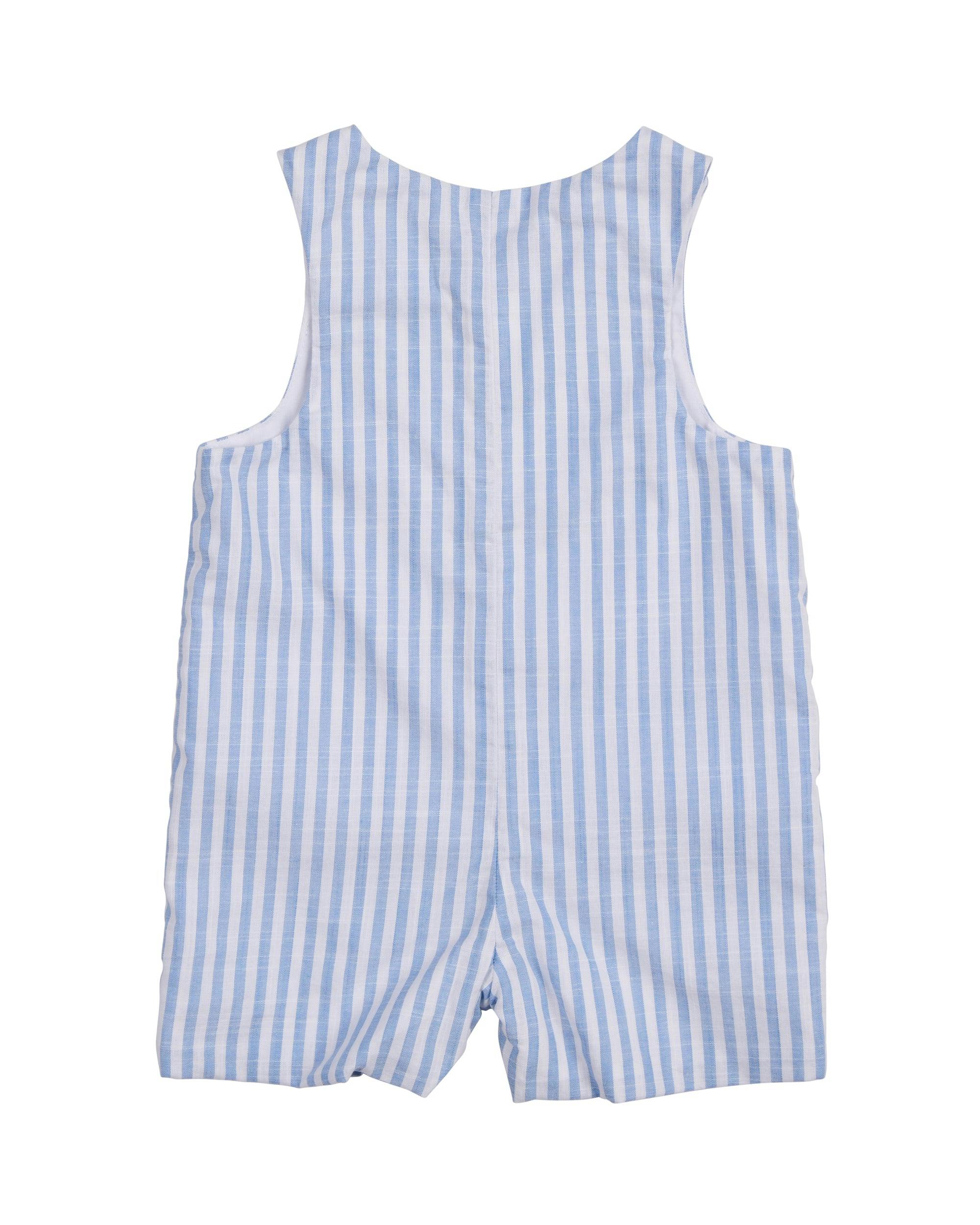 Stripe Linen-Look Shortall With Airplanes