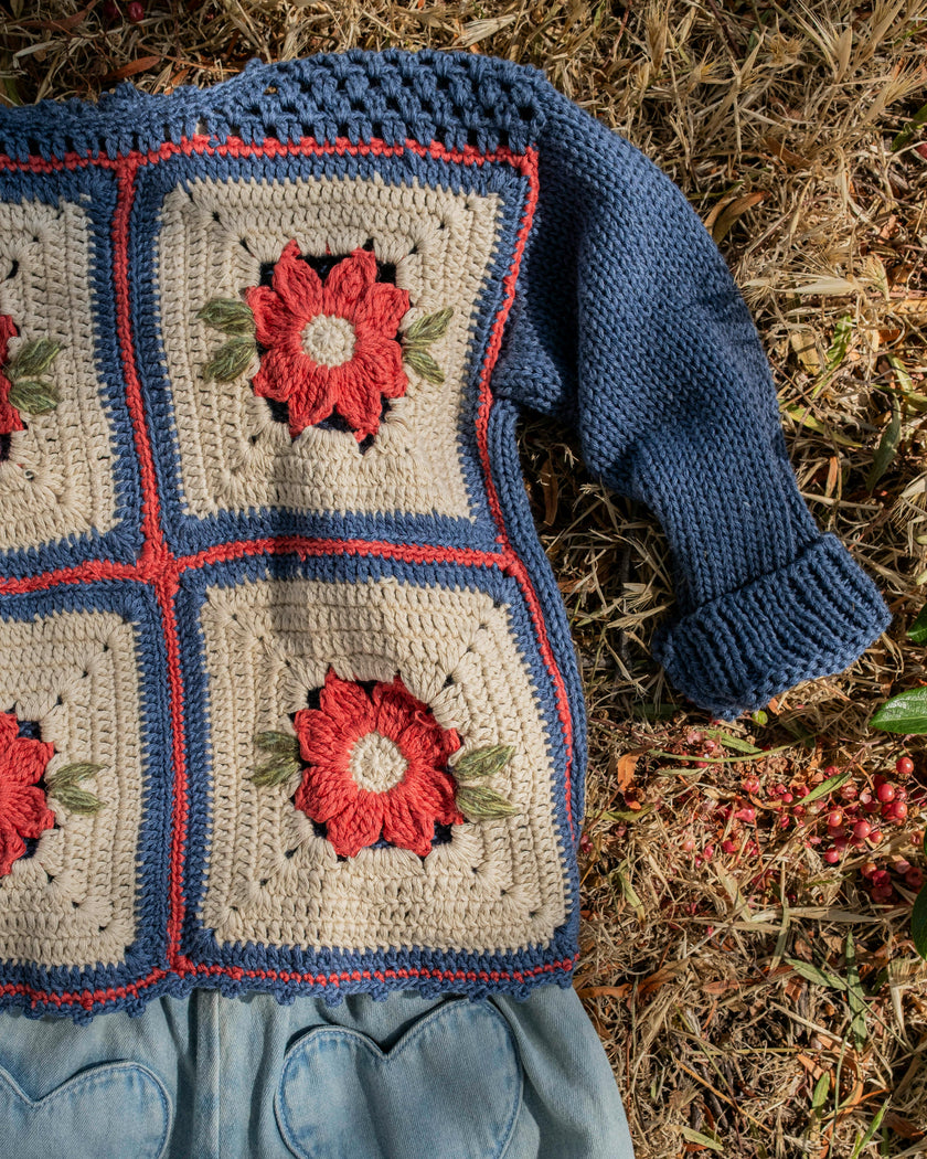 Patchwork Sweater in Wildberry Denim