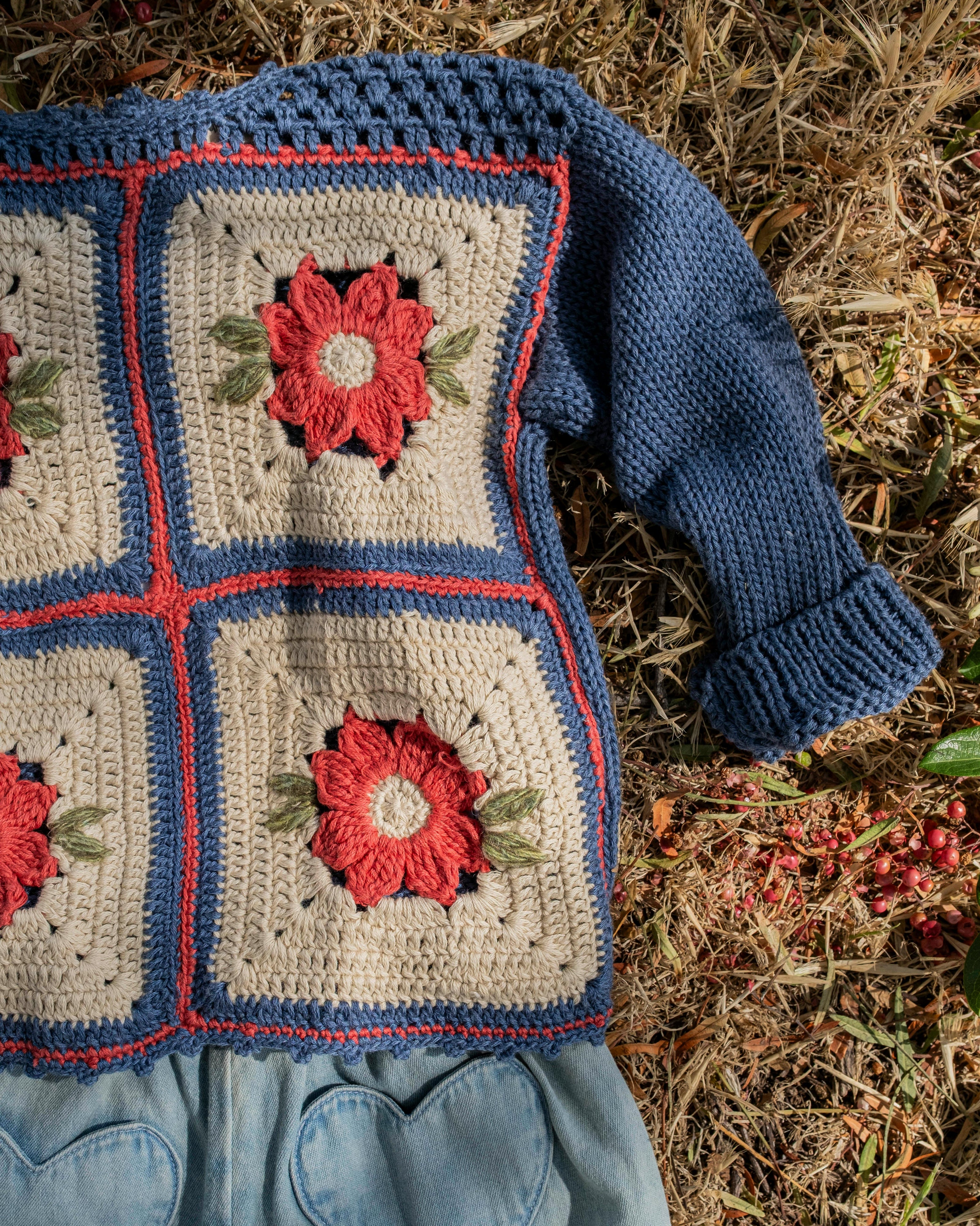 Patchwork Sweater in Wildberry Denim