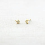 Opal Star Moon Stud Earrings