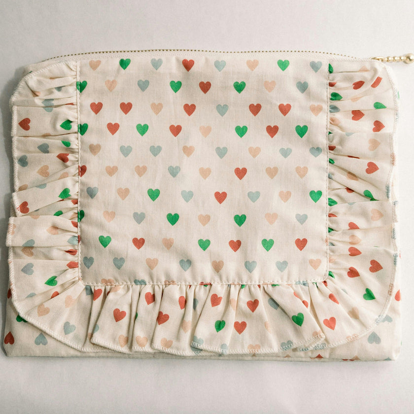 Love In Bloom Timless Floral Ruffle Zipper Pouch