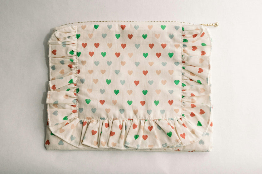 Love In Bloom Timless Floral Ruffle Zipper Pouch