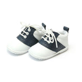 White & Navy Austin Boys Leather Oxford Shoe
