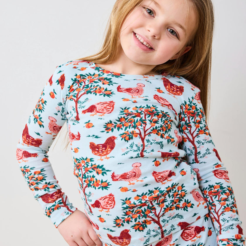 Hen House - Kids PJ Set - Soft Blue