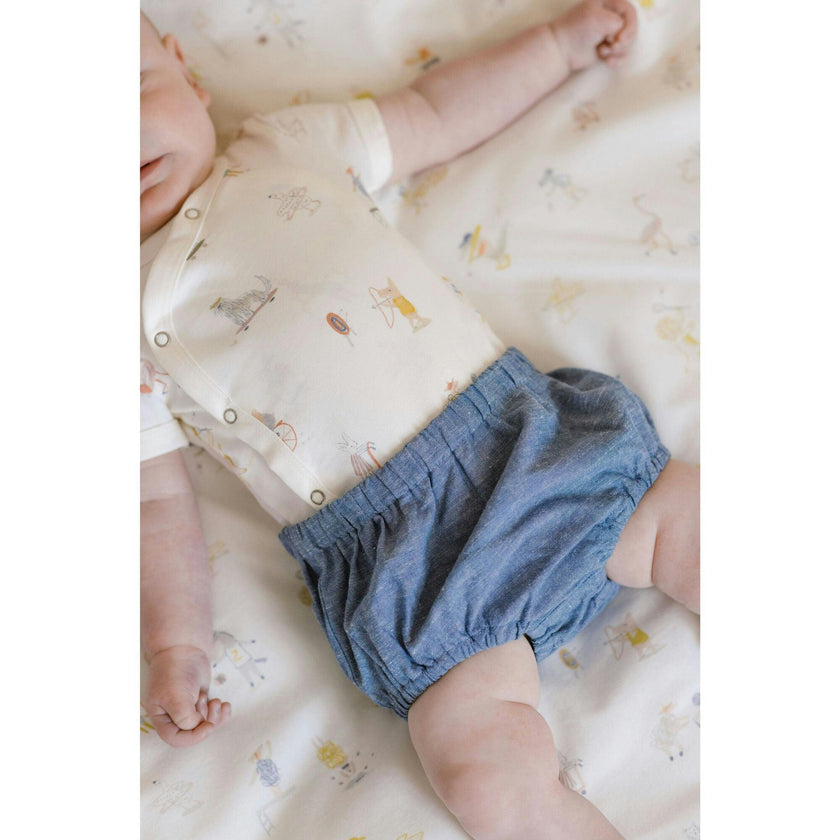Short Sleeve Kimono Snap Onesie, Multi