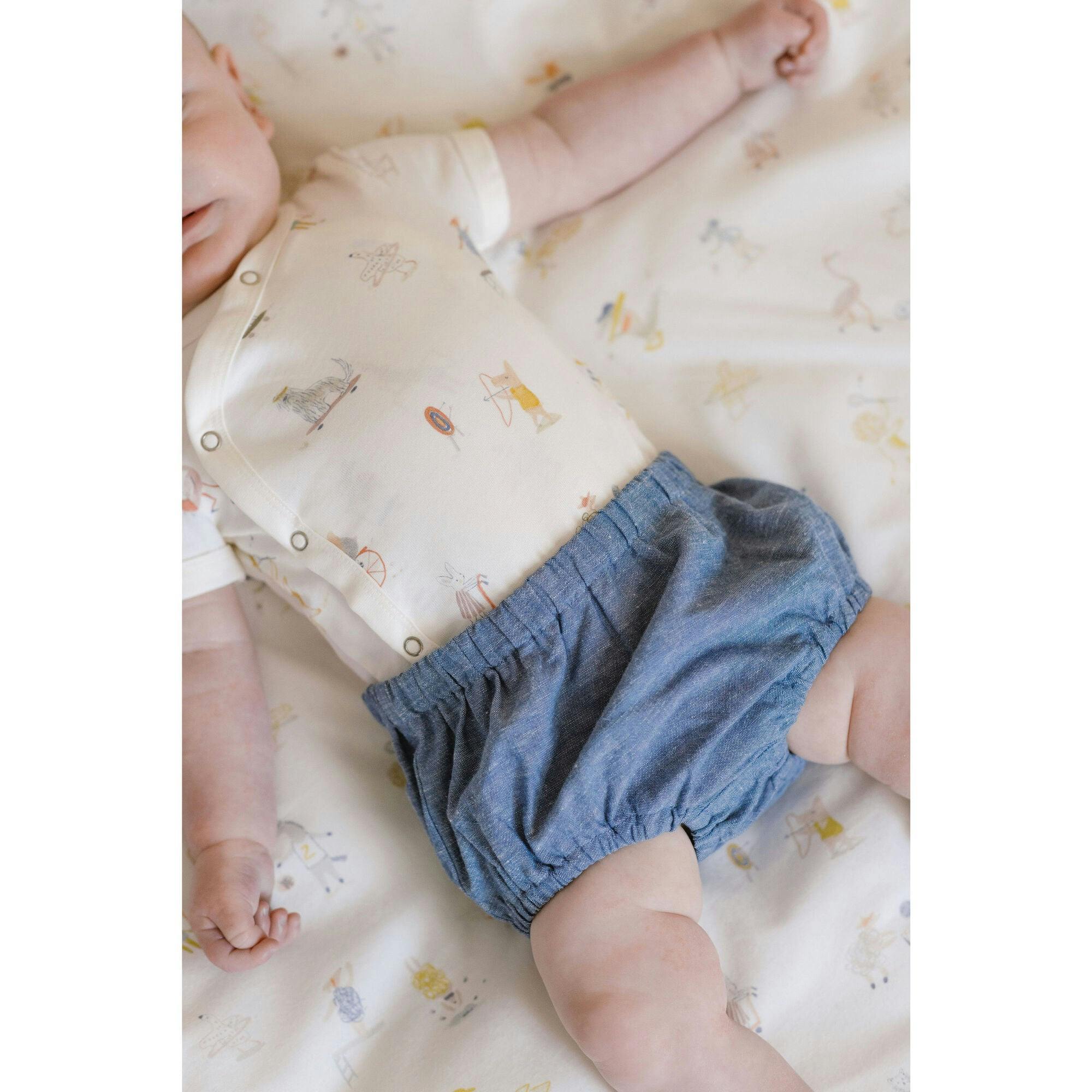 Short Sleeve Kimono Snap Onesie, Multi