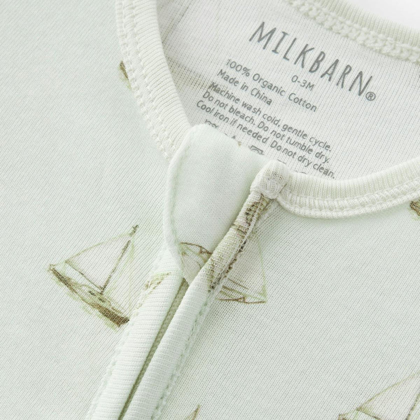 Sailboat Melody Organic Cotton Zipper Footed Romper