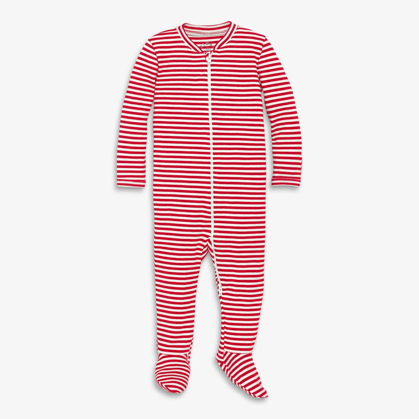 Baby organic zip footie in stripe