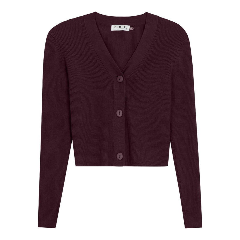 Cropped Ribbed Cardigan
