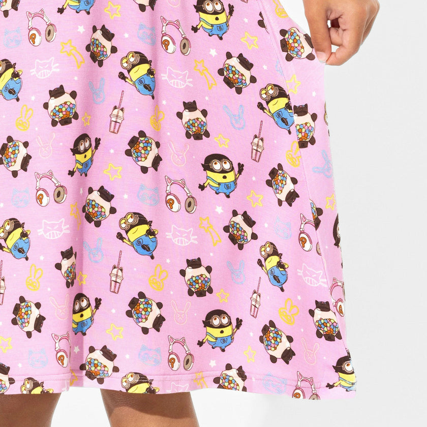 Despicable Me 4: Minions Always Popping Bamboo Girls' Short Sleeve Dress