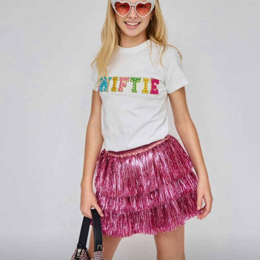 Hot Pink Shimmer Tinsel Party Skirt
