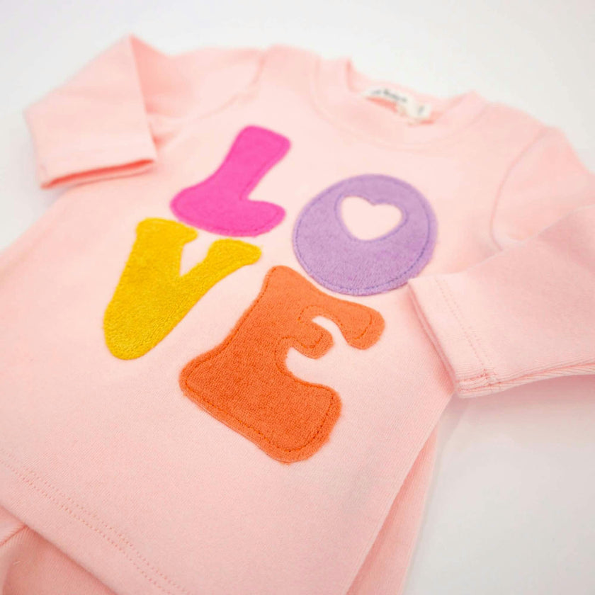 Cotton Candy LOVE Terry Applique Two Piece Set